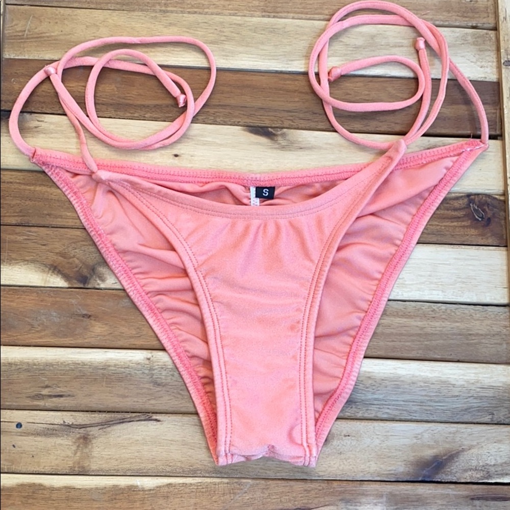 Peach tie side Bikini bottom